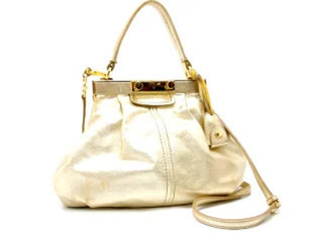 Miu Miu lambskin 2way bag distressed metallic leather White